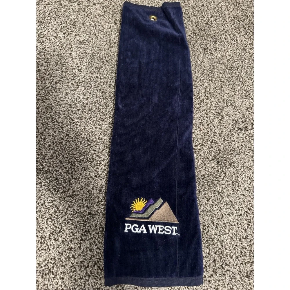 VTG PGA West Velour Golf Towel NWT Blue Embroidered Course Towel USA